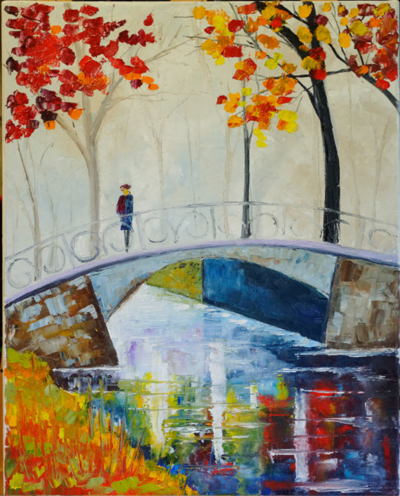 Peinture intitulée "Petit pont" par Arina Tcherem, Œuvre d'art originale, Huile