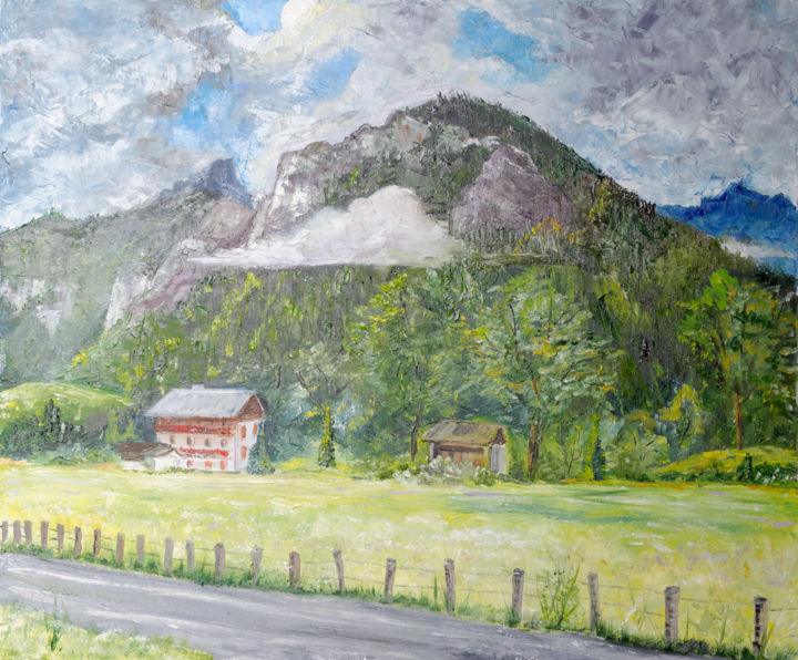 Peinture intitulée "Montagnes de Bavière" par Arina Tcherem, Œuvre d'art originale, Huile