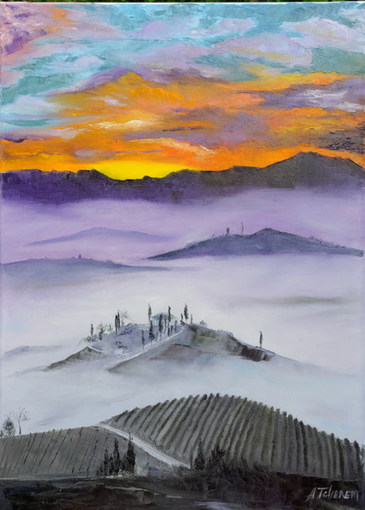Peinture intitulée "Toscana" par Arina Tcherem, Œuvre d'art originale, Huile