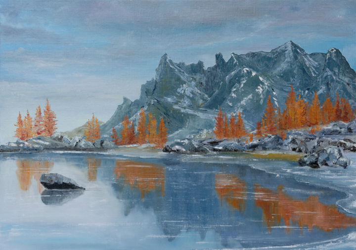 Painting titled "Frosty morning" by Arina Tcherem, Original Artwork, Oil