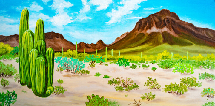 Pittura intitolato "Spring Arizona Dese…" da Arina Yastrebova, Opera d'arte originale, Olio