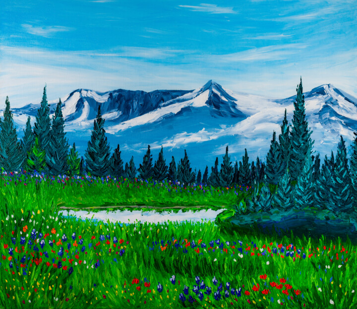 Картина под названием "Rocky Mountain Nati…" - Arina Yastrebova, Подлинное произведение искусства, Масло