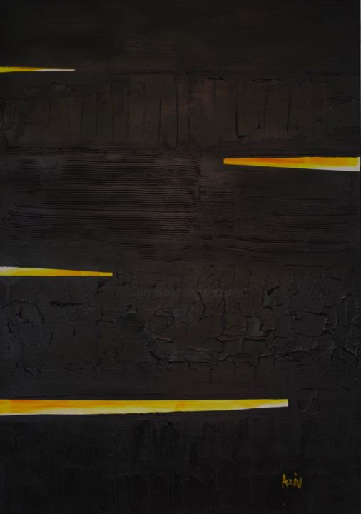 Malerei mit dem Titel "Noir et jaune" von Vincent Arin, Original-Kunstwerk, Acryl