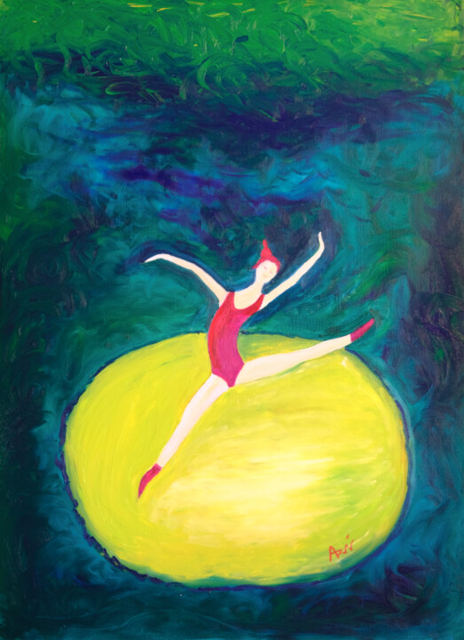 Peinture intitulée "Danseuse sur fond v…" par Vincent Arin, Œuvre d'art originale, Huile Monté sur Châssis en bois
