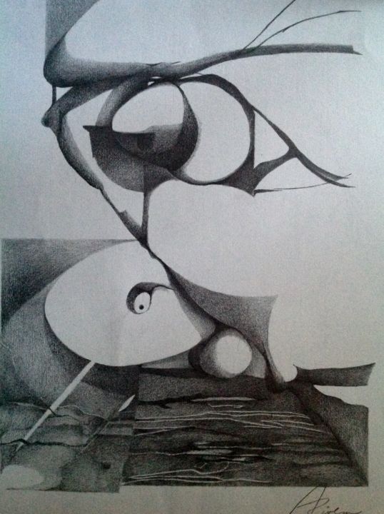 Dessin intitulée "Acuario Invertido" par A.Rivera, Œuvre d'art originale, Graphite