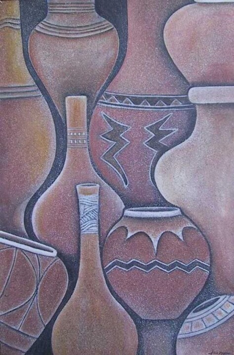 Картина под названием "Pots I" - Arlene Magloire, Подлинное произведение искусства
