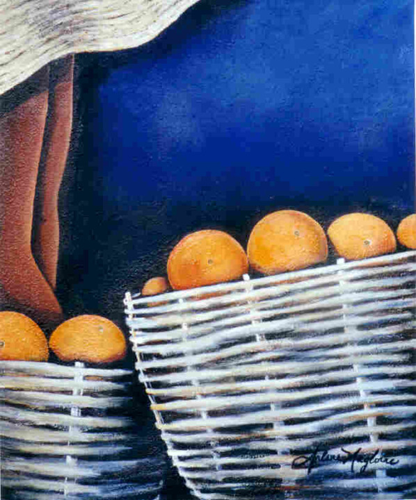 Painting titled "Oranges for Sale" by Arlene Magloire, Original Artwork