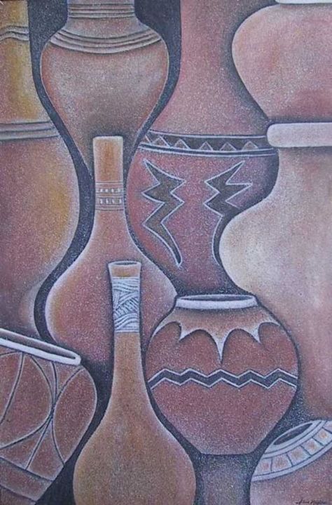 Peinture intitulée "Pots I" par Arlene Magloire, Œuvre d'art originale,