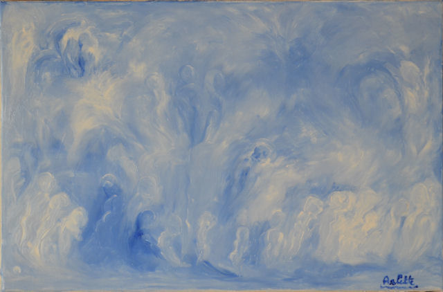 Peinture intitulée "Fusion Terre Ciel" par Arlette Delpech, Œuvre d'art originale