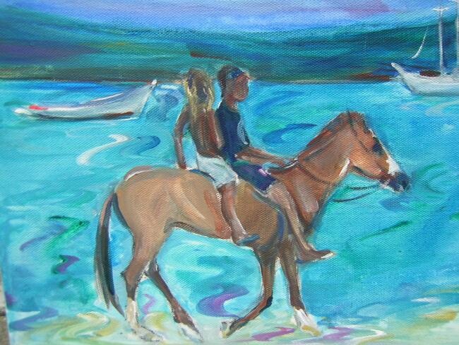 Peinture intitulée "riding home" par Arlette Fougeras Lavergnolle, Œuvre d'art originale