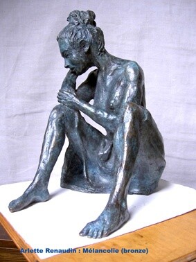 Sculpture titled "mélancolie" by Arlette Renaudin, Original Artwork, Metals