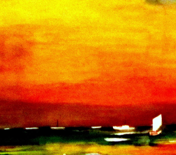 Peinture intitulée "coucher-de-soleil.j…" par Arlette Schneider, Œuvre d'art originale