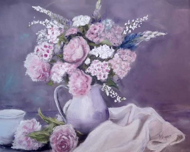 Peinture intitulée "Douceur du printemps" par Arlette Vigerie, Œuvre d'art originale, Pastel