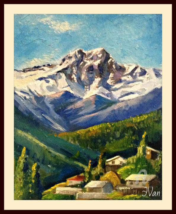 Painting titled "<<Mountain landscap…" by Erik Van, Original Artwork, Oil