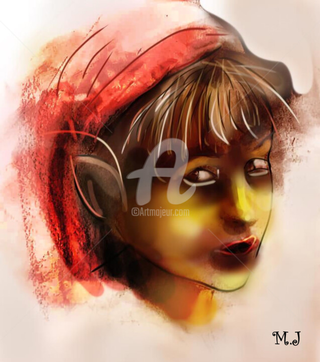 Digital Arts titled "Portrait of a young…" by Armajay, Original Artwork, Digital Painting