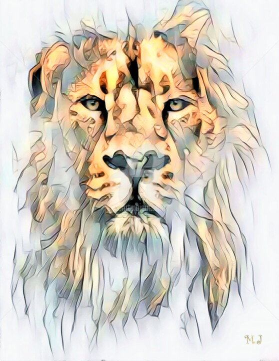 Artes digitais intitulada "Lion 1st version- D…" por Armajay, Obras de arte originais, Pintura digital