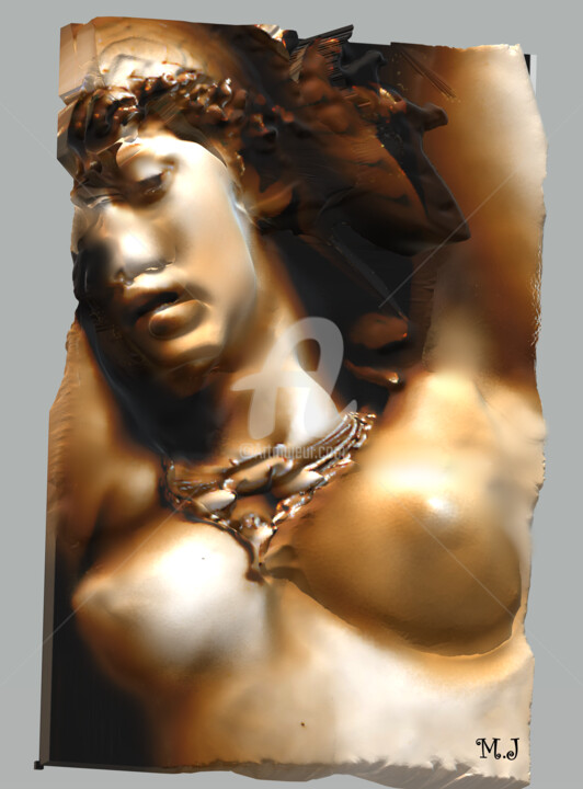 Digitale Kunst mit dem Titel "Bust of a naked wom…" von Armajay, Original-Kunstwerk, 2D digitale Arbeit