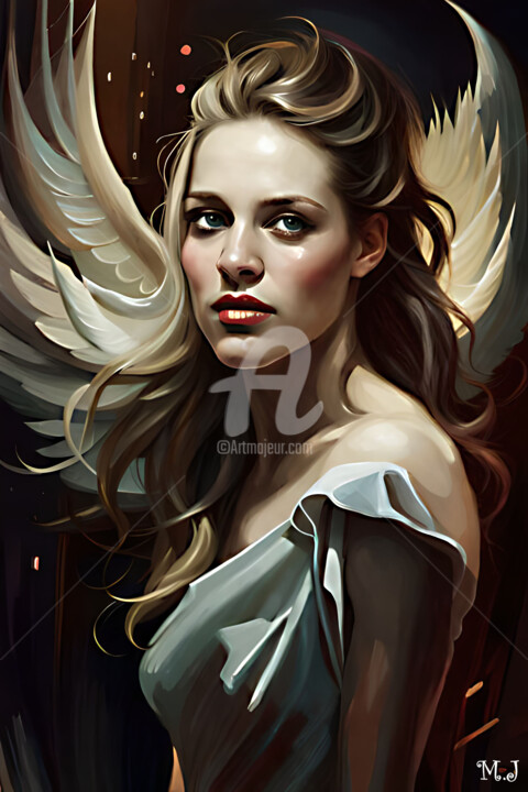 Arts numériques intitulée "Woman angel 2" par Armajay, Œuvre d'art originale, Peinture numérique