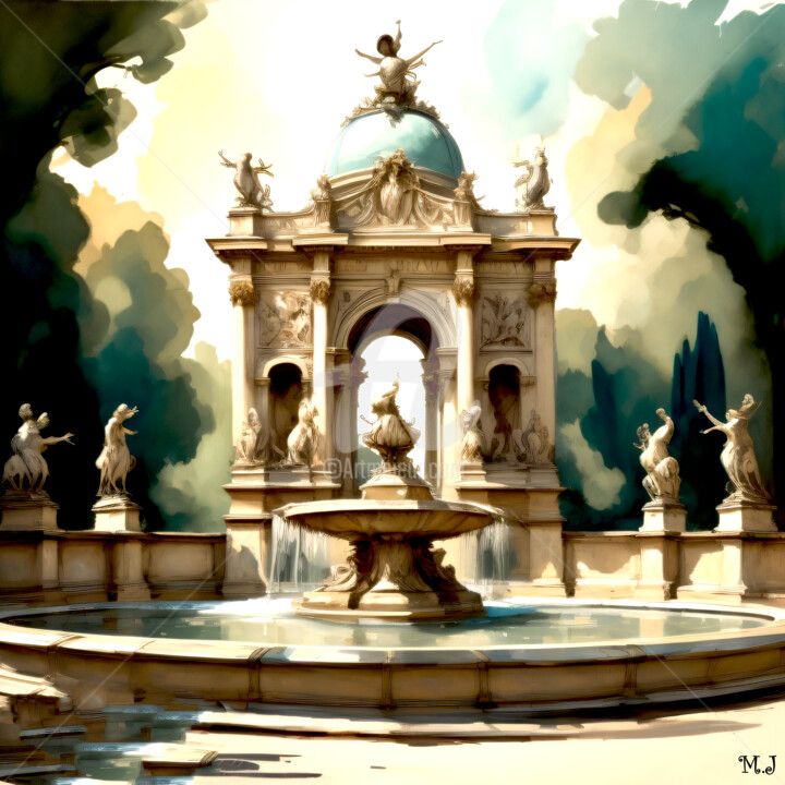 Arte digital titulada "Imaginary fountain…" por Armajay, Obra de arte original, Pintura Digital