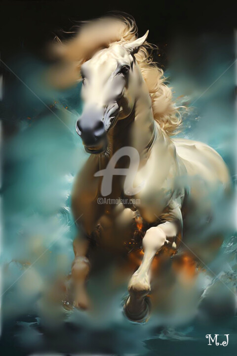 Digital Arts titled "Horse running in a…" by Armajay, Original Artwork, 2D Digital Work