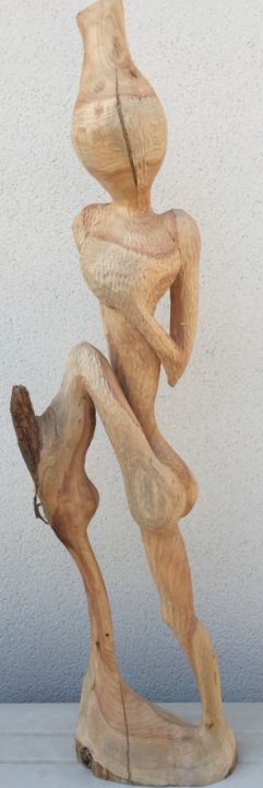 Skulptur mit dem Titel "Rassurance" von Armand Kebfoube, Original-Kunstwerk, Holz
