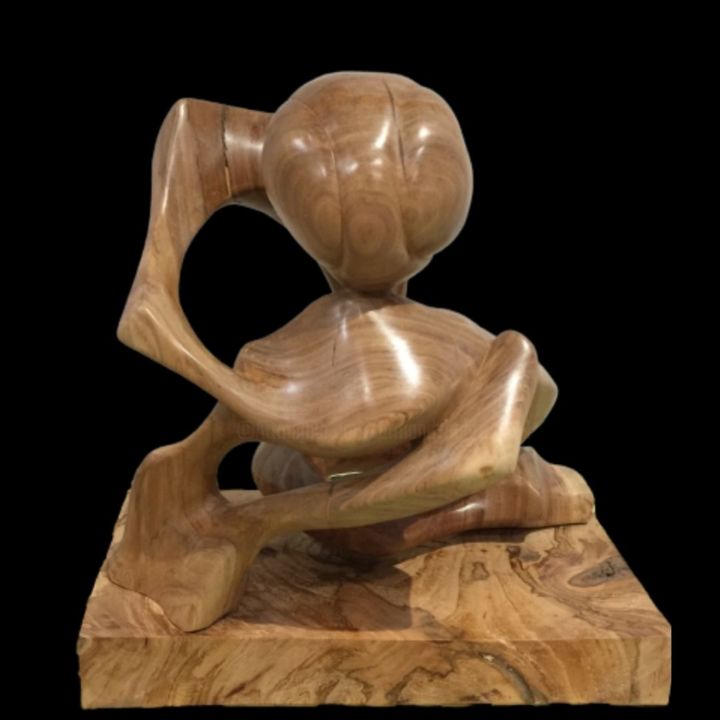 Sculpture intitulée "le médium" par Armand Kebfoube, Œuvre d'art originale, Bois