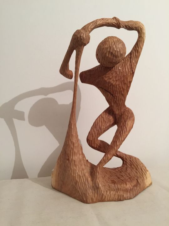 Sculpture titled "« Les teuré » : le…" by Armand Kebfoube, Original Artwork, Wood