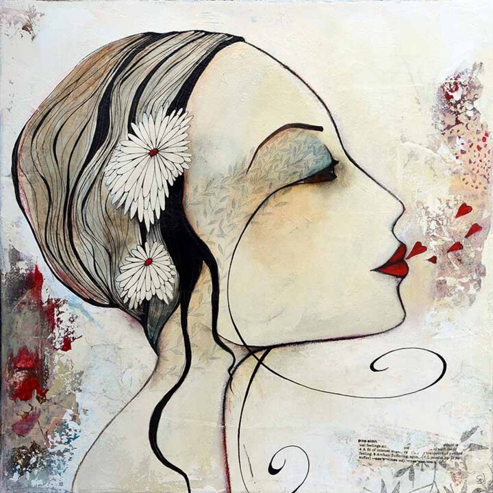 Peinture intitulée "Kisses" par Armandine Js, Œuvre d'art originale, Acrylique