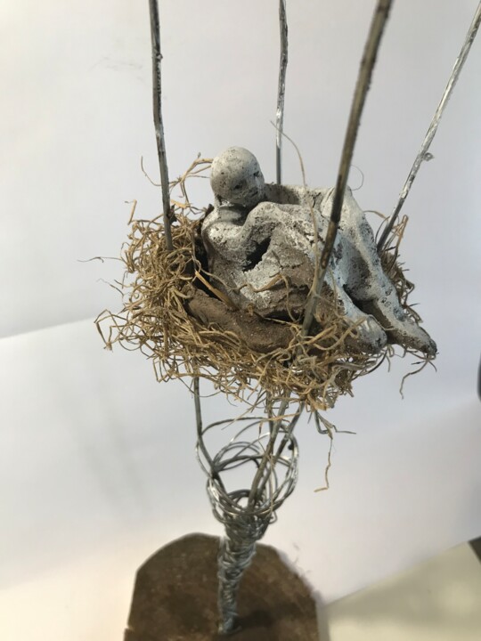Sculptuur getiteld "Il riposo del poeta" door Armando D'Andrea, Origineel Kunstwerk, Metalen