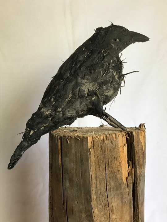 Sculpture intitulée "Il corvo della pace" par Armando D'Andrea, Œuvre d'art originale, Argile