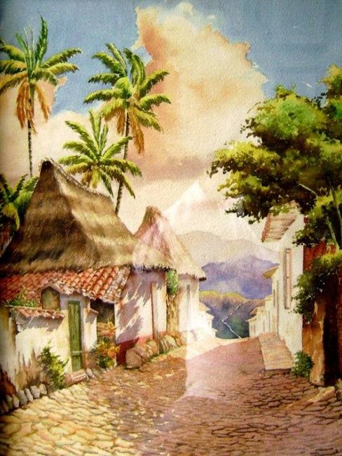 Painting titled "Paisaje" by Armando Echeverry, Original Artwork