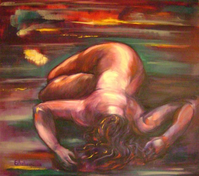 Painting titled "Mujer Violeta" by Armando Echeberri, Original Artwork