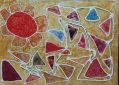 Painting titled "SQUARED SUN RAYS" by Armando Moreschi, Original Art, Oil