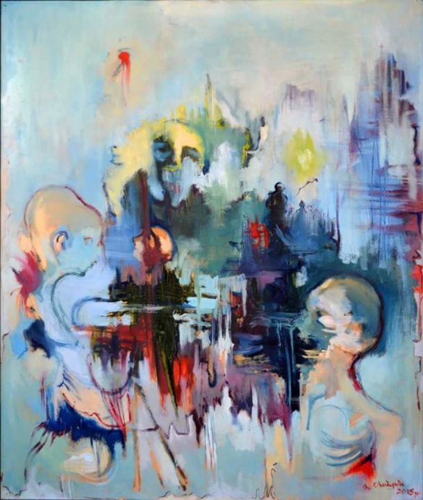 Peinture intitulée "Crowd" par Arman Ohanyan, Œuvre d'art originale, Huile Monté sur Panneau de bois
