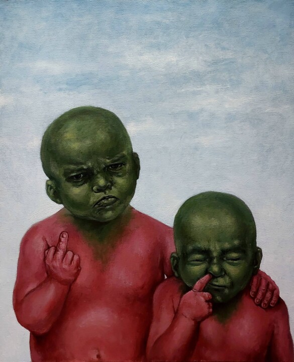 Картина под названием "'Schizophrenia'" - Arman Ohanyan, Подлинное произведение искусства, Масло
