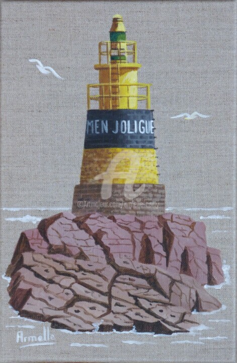 Pintura titulada "Phare de Bréhat" por Armelle Cailly, Obra de arte original, Acrílico