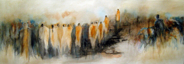 Painting titled "élévation" by Armelle Delaplace, Original Artwork, Watercolor Mounted on Cardboard