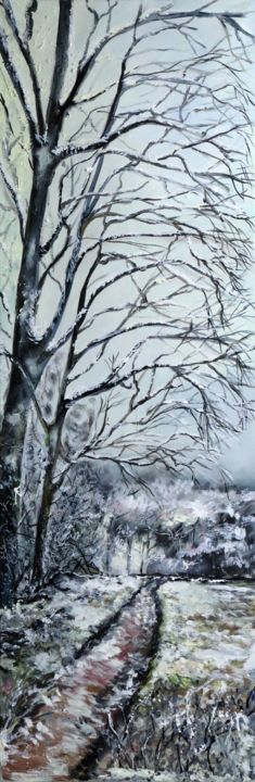 Painting titled "Hiver" by Armelle Pruniaux, Original Artwork, Oil