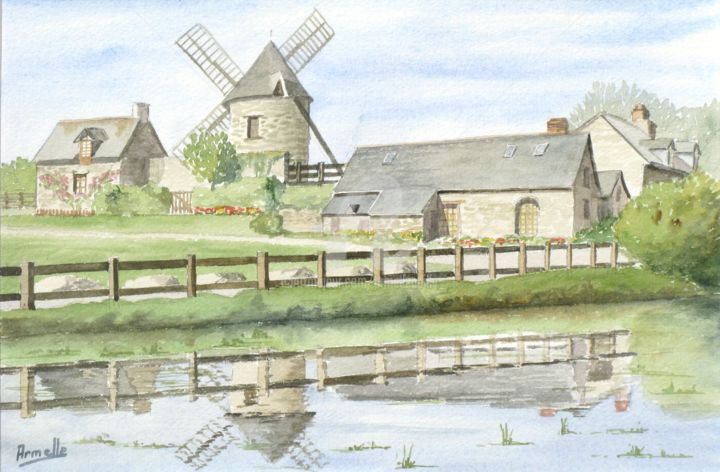 Peinture intitulée "Le Mont Dol" par Armelle Cailly (Armelle), Œuvre d'art originale, Aquarelle Monté sur Carton