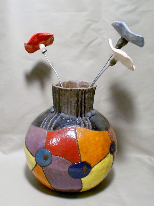 Design intitulée "Vase boule multicol…" par Armelle Colombier, Œuvre d'art originale