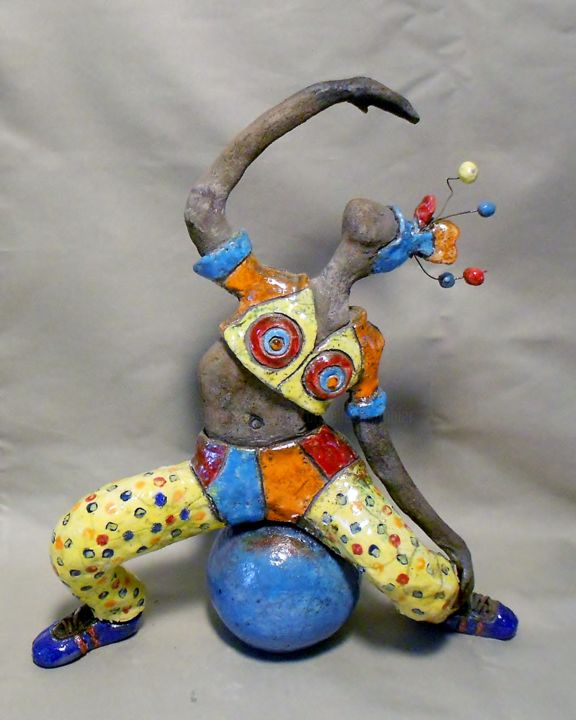 Skulptur mit dem Titel "La séance de gym.jpg" von Armelle Colombier, Original-Kunstwerk, Keramik