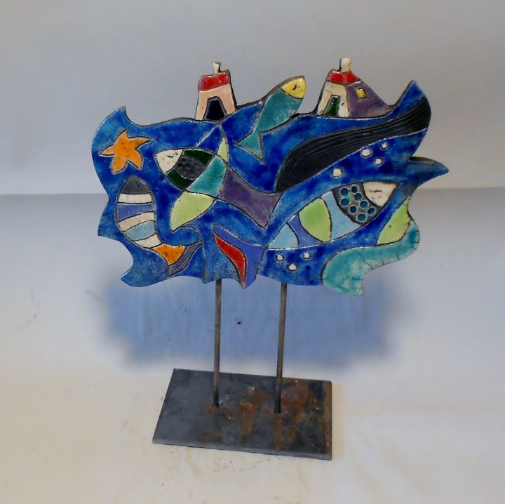 Sculpture intitulée "Paysage marin" par Armelle Colombier, Œuvre d'art originale, Céramique
