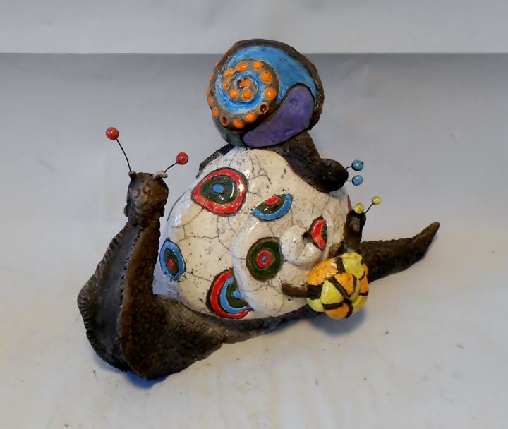 Sculpture intitulée "l'Escargot de monsi…" par Armelle Colombier, Œuvre d'art originale, Terre cuite