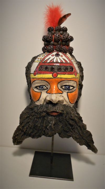 Sculpture intitulée "Le sage indien" par Armelle Colombier, Œuvre d'art originale, Céramique