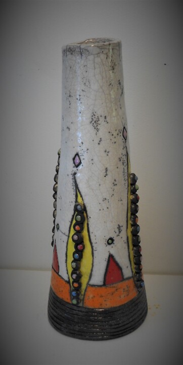 Design intitulée "vase petites boules…" par Armelle Colombier, Œuvre d'art originale, Art de la table