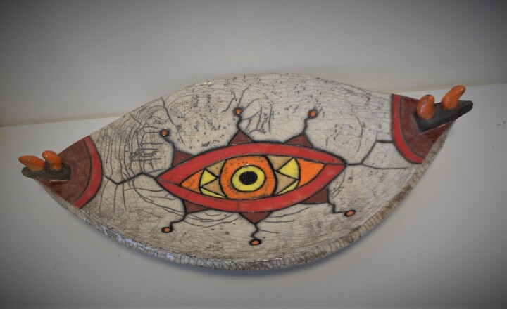 Design intitulée "coupe ovale graphiq…" par Armelle Colombier, Œuvre d'art originale, Art de la table