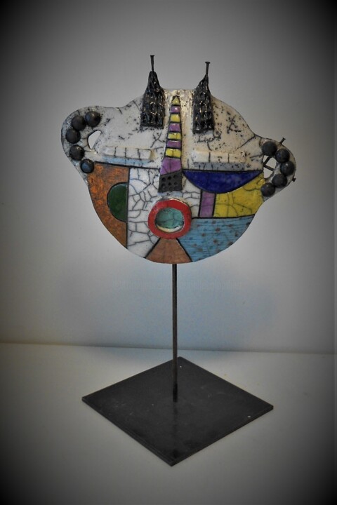 Sculpture intitulée "Totem 2 pointes" par Armelle Colombier, Œuvre d'art originale, Céramique
