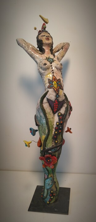 Skulptur mit dem Titel "S'offrir à la vie (…" von Armelle Colombier, Original-Kunstwerk, Keramik