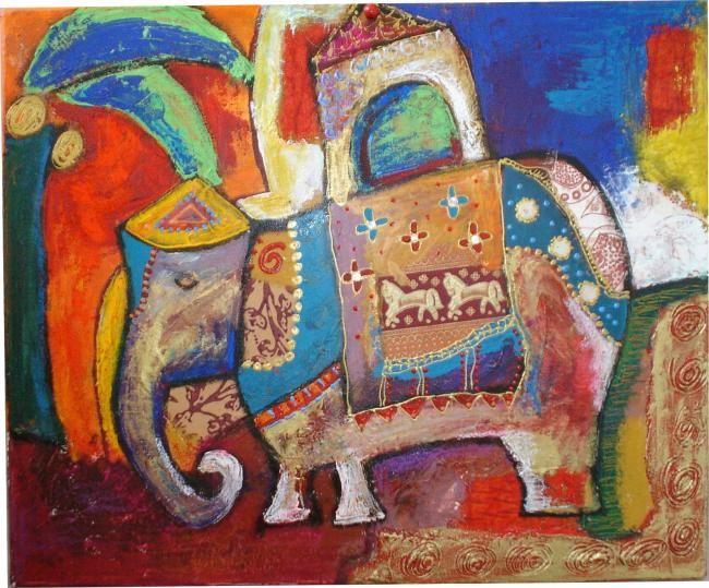 Peinture intitulée "l_elephant.jpg" par Armelle Colombier, Œuvre d'art originale