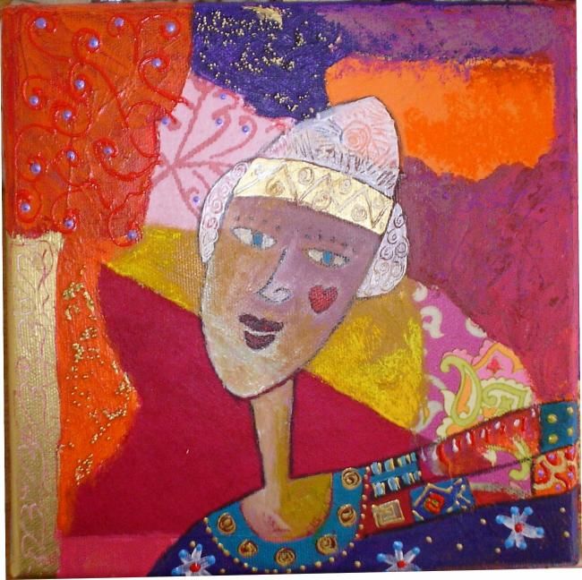 Peinture intitulée "la femme au coeur" par Armelle Colombier, Œuvre d'art originale, Autre